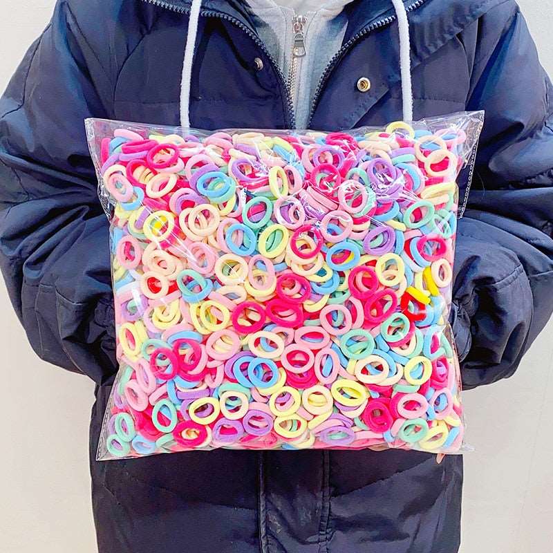 100/300/500PCS Colorful Basic Nylon Ealstic Hair Band For Girls Ponytail